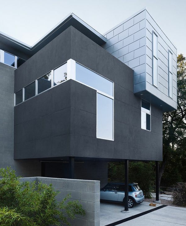 fachada en gris elegante moderno