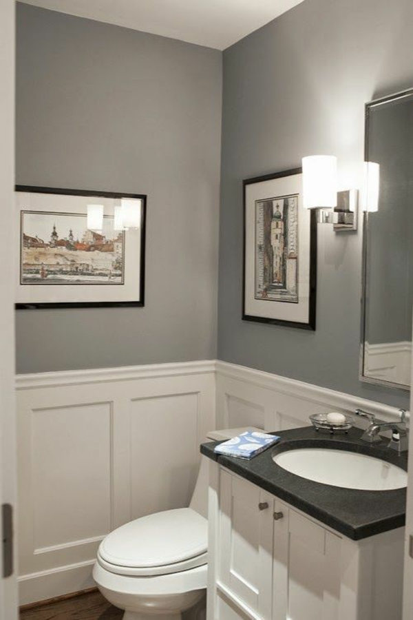 pintura de pared gris baño pequeño configurar diseño de colores de pared