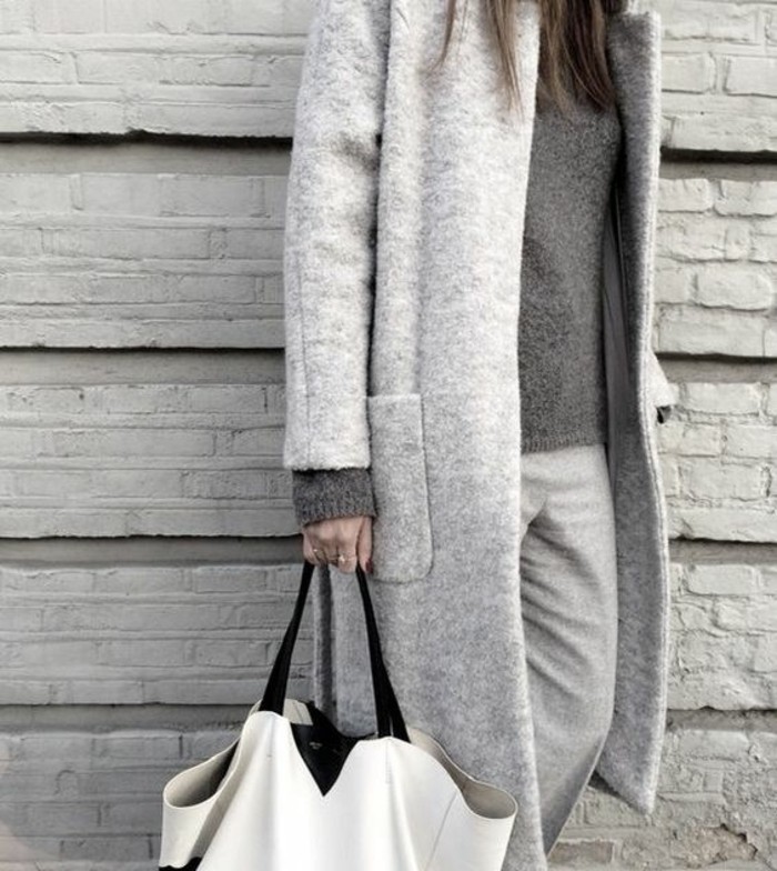 manteau gris tenue automne mode femme manteau gris