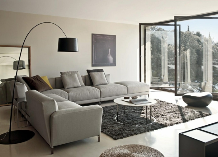 sofá gris muebles de sala de estar ejemplos alfombra gris
