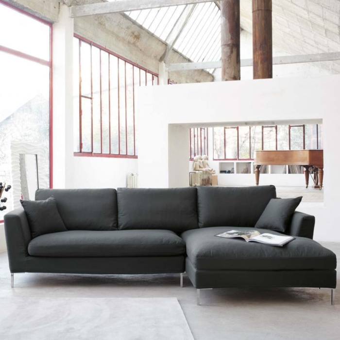 sofá gris muebles de sala de estar ideas ambiente brillante