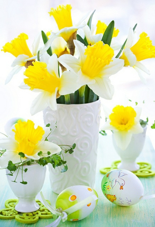 λαμπερό κίτρινο ιδέα daffodils deco πασχαλινά αυγά πορσελάνη κάτοχος αυγό