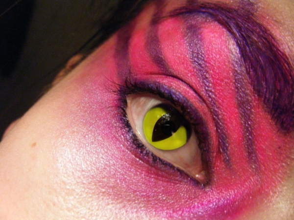 roze paarse verzorging kat diy kostuum stripe ogen