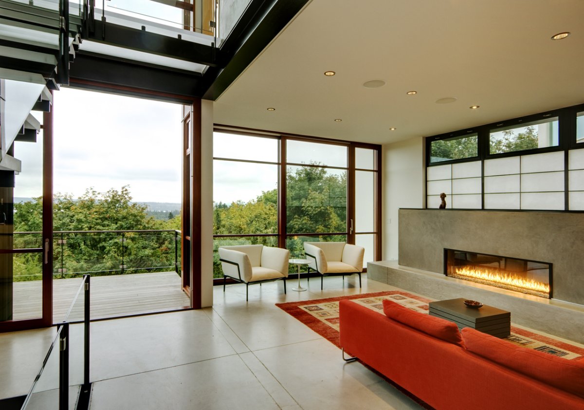 large glass wall design idea comfortable luxury