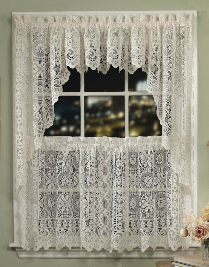 Hæklede gardiner vindue dekorere smukke levende ideer