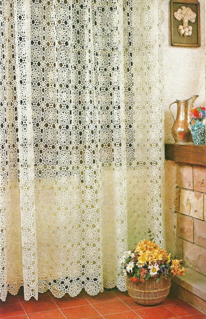cortinas de ganchillo largo patrón fresco elegante