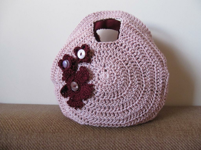 кърпа идеи дамски чанта светло розово кафяви цветя