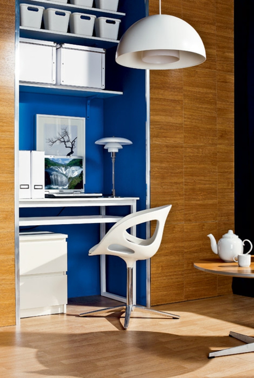 home office design idea blue compact practical