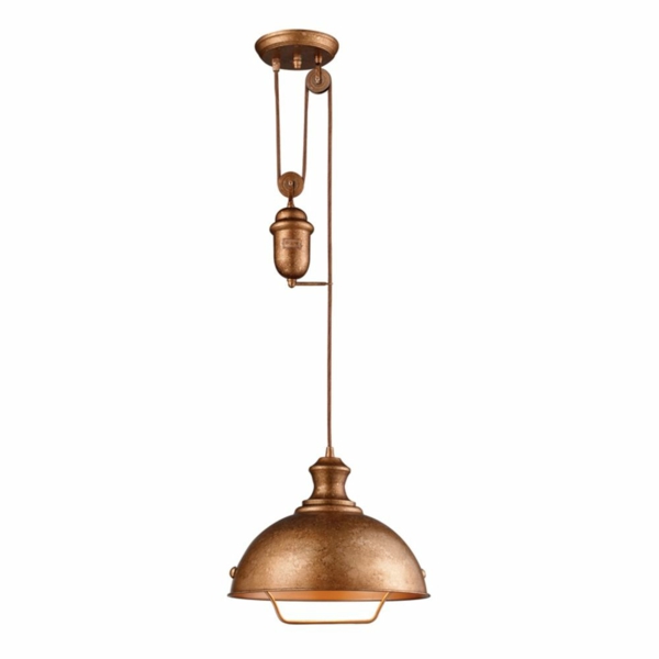 height adjustable pendant lamp with mechanism copper color