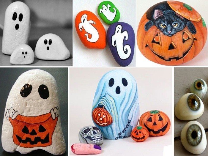Halloween steiner maling håndverk ideer med farger