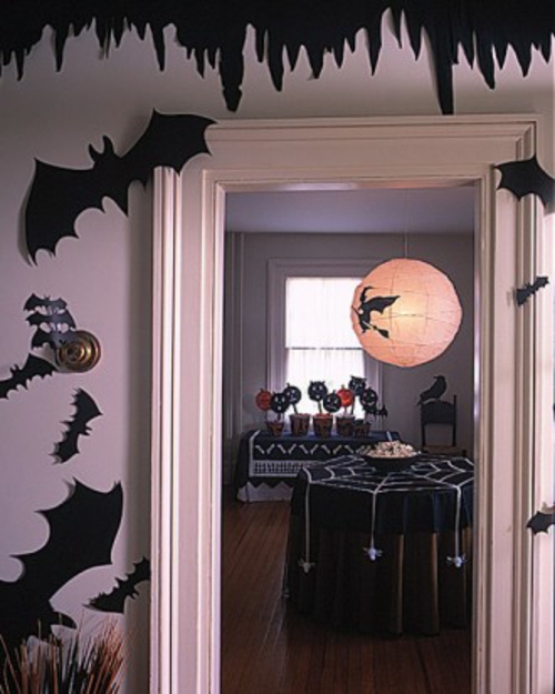 αποκριές πίνακα διακόσμηση μαύρες νυχτερίδες από χαρτόνι