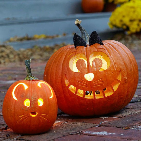 halloween gresskar carving maler halloween gresskar ansikt katt og mus