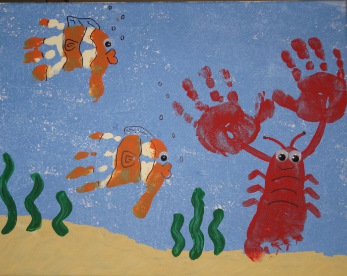 Handprint billeder under havets overflade