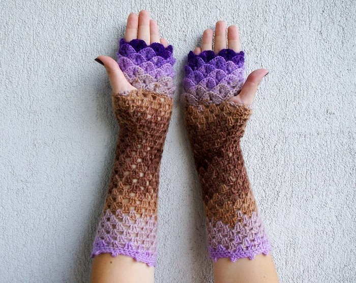 Zkombinujte rukavice rukavice zbavte lupy hnědé fialové