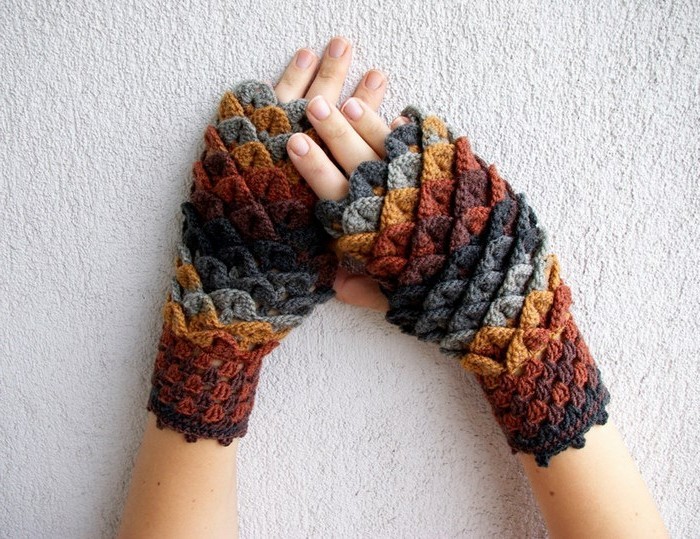 ръкавици плетене на една кука модерни свежи цветни дий идеи