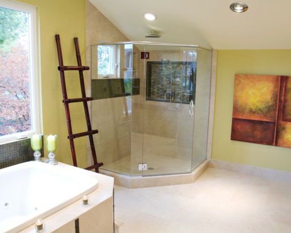 πετσέτα σκάλα ξύλινο δωμάτιο έπιπλα δωμάτιο ντους σε εσοχή βαφή τοίχο βαφής