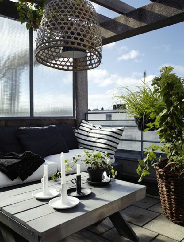 harmonie balkon design závěs lampa moderní design nápady