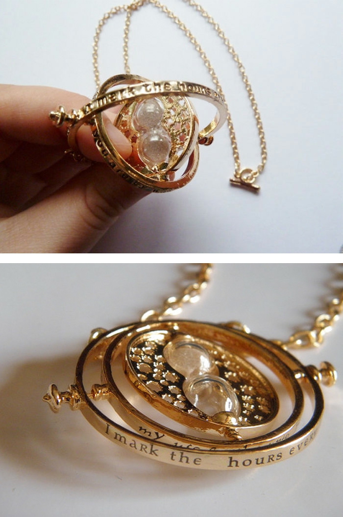 harry potter jewelry necklace gold time turner maschnine hermione