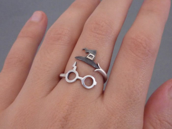 harry potter jewelry ring glasses magic hat