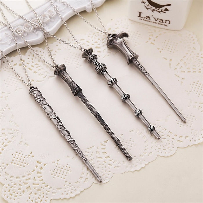harry potter jewelry wand necklaces silver handmade handmade
