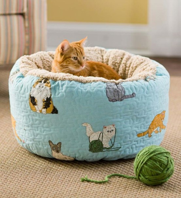 Κατοικίδια γάτα περιποιηθεί τα κρεβάτια έπιπλα γάτα αφράτα μαξιλάρια
