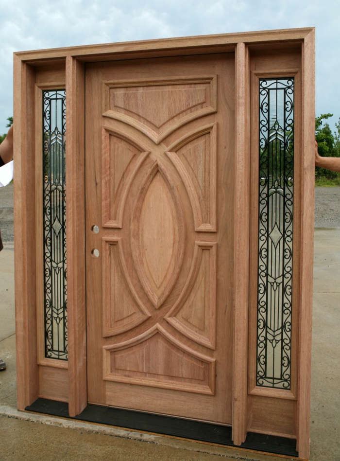 porte d'entrée porte en bois construire vous-même en bois clair brillant foncé