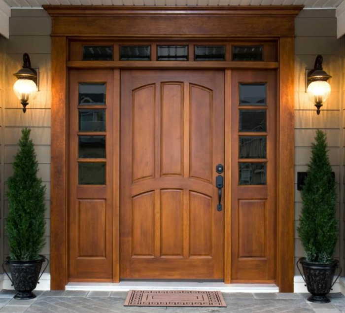 porte en bois porte d'entrée construire portes portes verre sablé