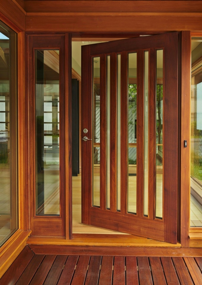 porte d'entrée en bois porte elle-même construire des portes en verre bois