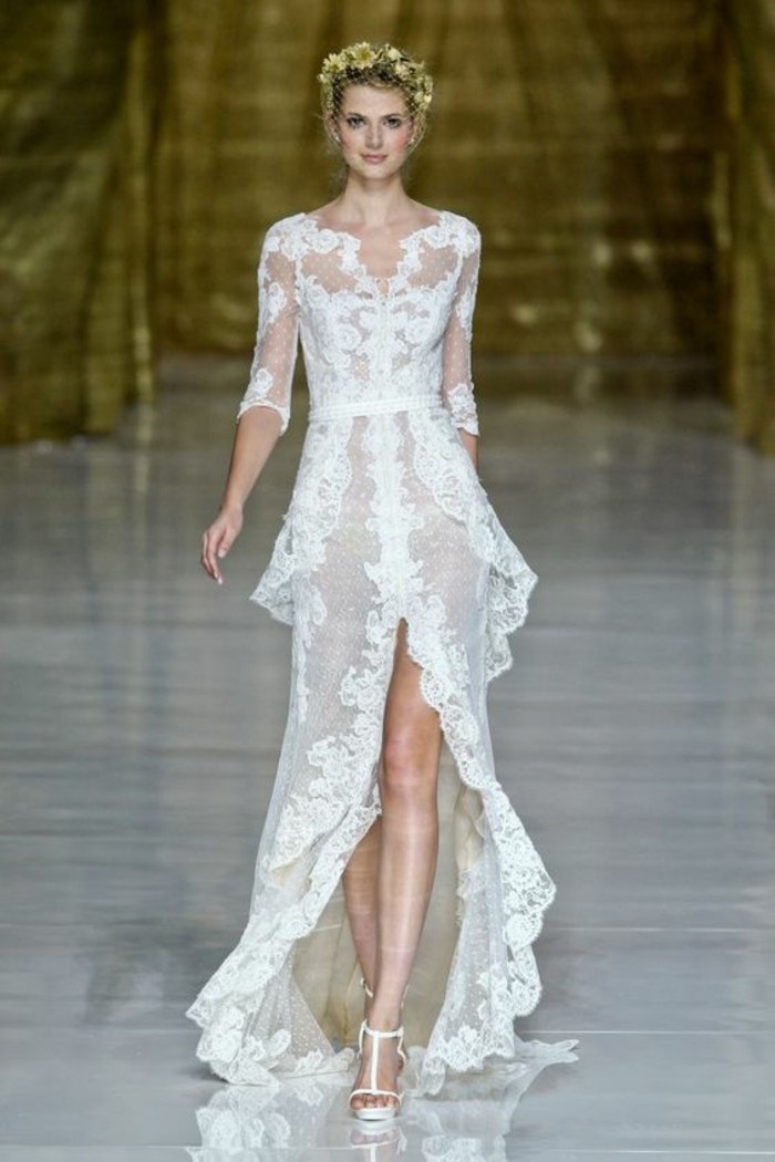 haute couture vestuvių suknelės baltos nėrinės