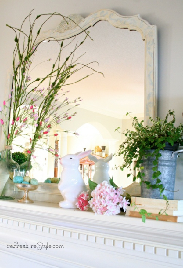 lumineux décoratif cheminée miroir fleurs