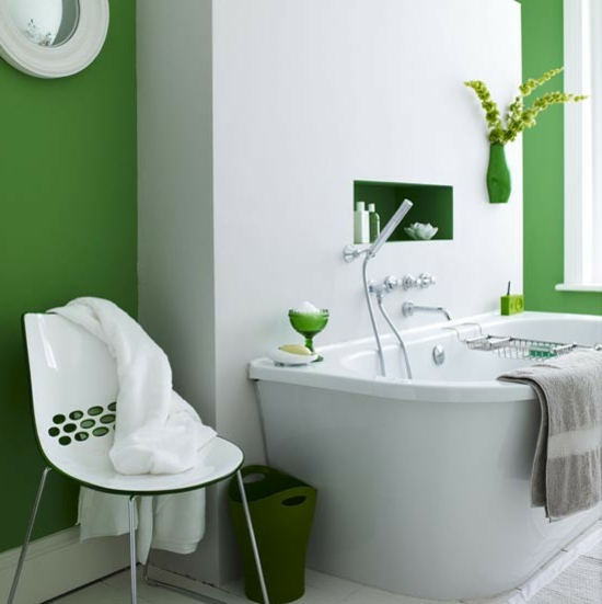 šviesūs žalieji vonios kambariai, modernūs baldai