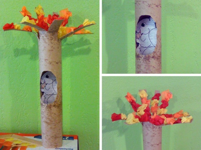 faire l'automne avec les enfants faire la décoration d'automne vous-même bricoler avec des rouleaux de papier eichhoernchen