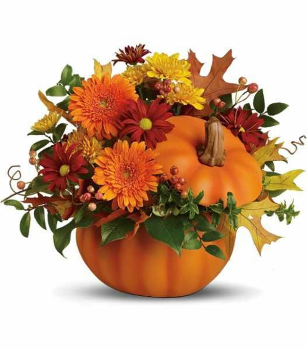 autumn flower vase flowers balcony pumpkin