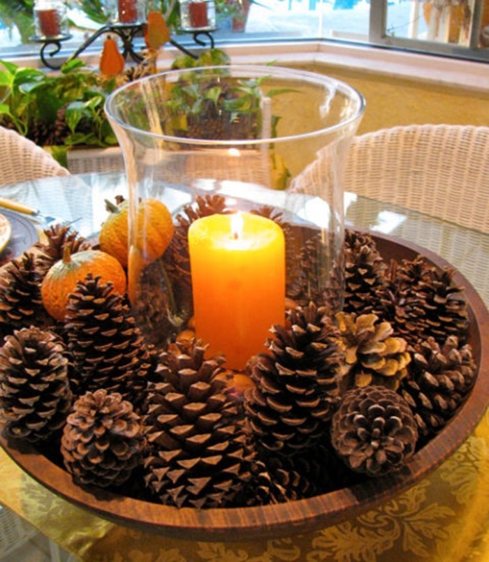 herbstdeko décoration d'hiver bricoleur avec pinecone cheminée noël déco cosy