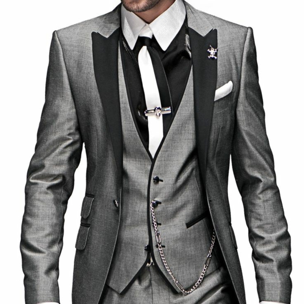 men's fashion italian suit sakko without slit waistcoat