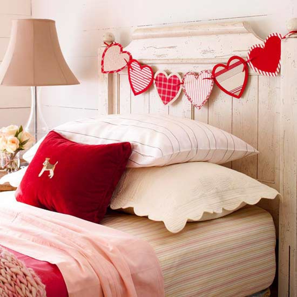 valentines garland sängyn koristelu