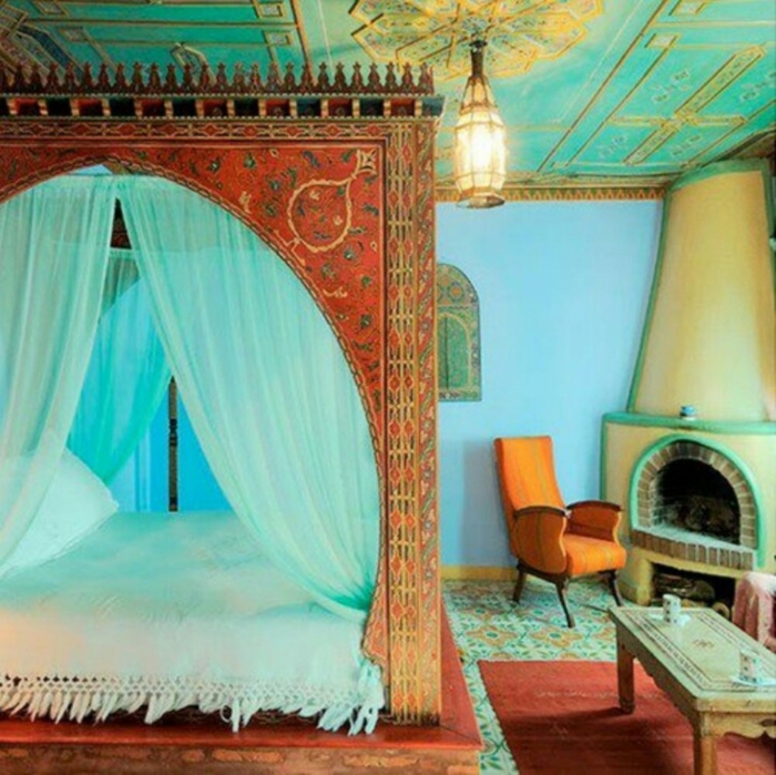 κρεβάτι κουρτίνα ουρανό κρεβάτι χρυσό μαρόκο