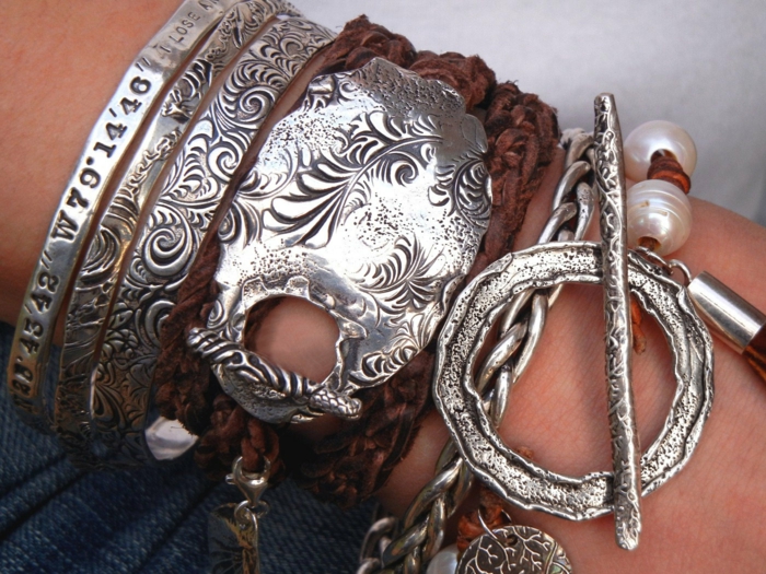 hippie smykker boho chic sommer mote sølv armbånd armbånd lær
