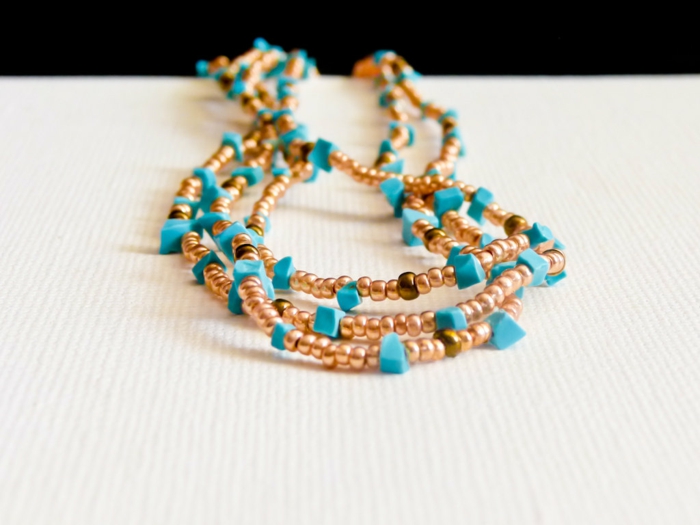 hippie šperky boho chic stylu náhrdelník tyrkysové korálky luulla