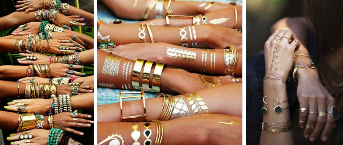 hippie šperky indiánské náramky se zlatými kameny