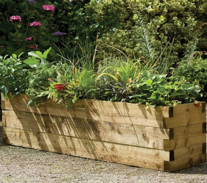 αυξημένα κρεβάτια ξύλινα λαχανικά ιδέες κηπουρικής