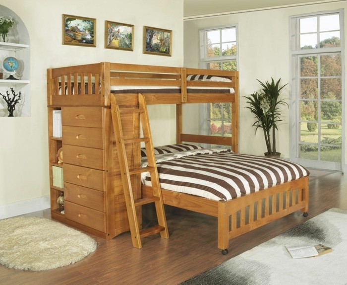 ψηλό κρεβάτι με ξύλινο ντουλάπι μοντέλο φωτεινό εργοστάσιο τοίχου