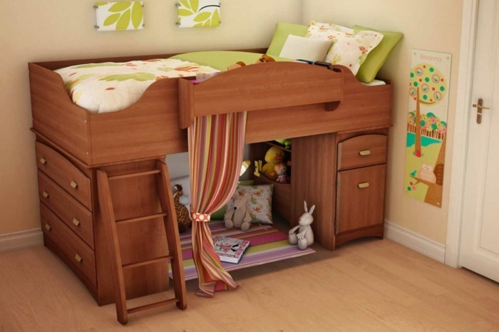 cama alta con armario, sala de niños, ideas de configuración