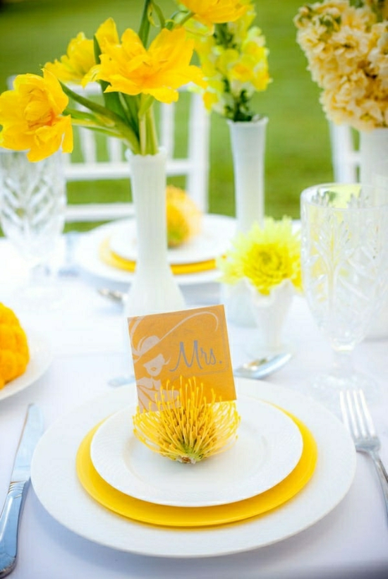 λουλούδια γάμου κίτρινο αγριολούλουδα διακόσμηση πίνακα