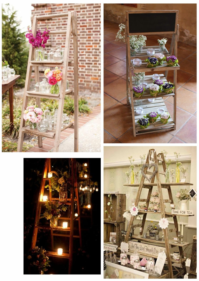recycling decoratie ideeën bruiloft decoratie maak jezelf oude houten ladder