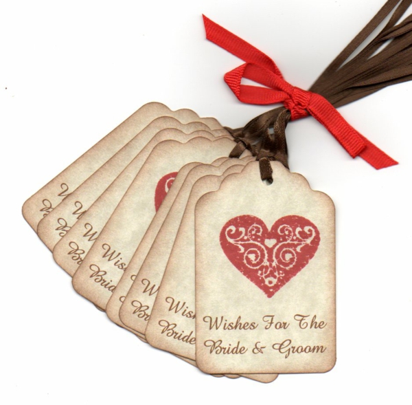 deseos de boda tarjetas cinta roja