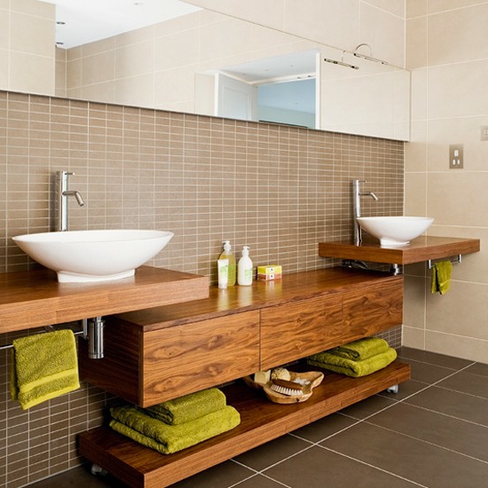 Wood bathroom storage bin surface bath towels