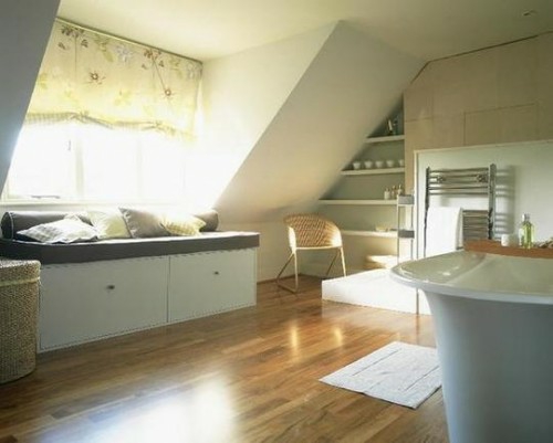 idea de piso de madera diseño de baño de sala de techo