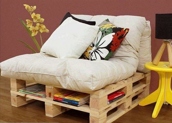 дървени палети мебели DIY DIY идеи жълто боядисани