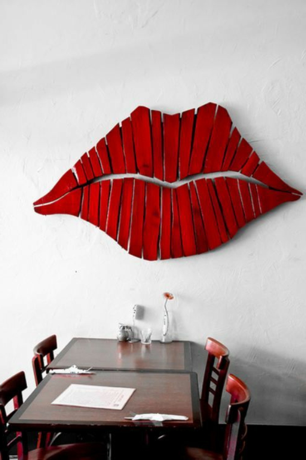 дървени палети мебели DIY DIY идеи целувка стена